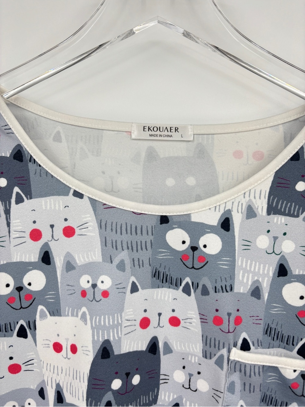 Ekouaer Cat Print Pajama Short Set - Picture 3 of 16
